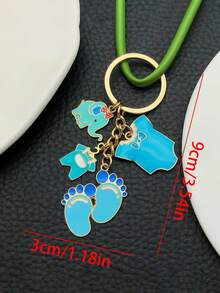 1 件卡通婴儿脚印钥匙扣，蓝色/粉色奶瓶，逼真的婴儿配件，适合婴儿派对和沐浴