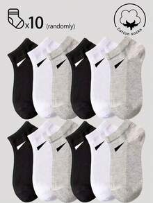 20/10/5/3/1 Pairs Men's Cotton Socks, Short Socks, Invisible Socks, Double-Line Anti-Slip Design, White, Black, Low-Cut, Ankle Socks, Moisture-Wicking, Soft & Breathable, Suitable For Business, Casual, Home, Sports, College Style, All Seasons, Random Color Delivery - Multicolor - View 36
