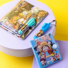 bandai 1 pieza Cuaderno de espiral de Bandai con dibujos animados de One Piece, libreta de notas para estudiantes, set de anime con bolígrafo y colgante, cuaderno de material, diario, útiles escolares, premio para estudiantes, cuaderno para fiestas, artículos de papelería de regreso a la escuela, uso de oficina, bolígrafo para exámenes