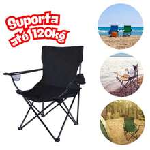 Portable Folding Camping Chair With Cup Holder And Carrying Bag For Fishing Camping Beach - màu đen - Xem 6