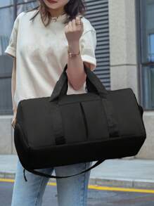 Bolsa de Viagem Multiuso Unissex de Cor Sólida, Grande Capacidade de Armazenamento de Roupas com Compartimento de Separação Úmido e Seco, Compartimento Independente para Sapatos, Alça de Ombro Ajustável, Adequada para Viagem, Férias, Esportes, Bolsa de Fitness para Acessórios Escolares e Materiais Escolares