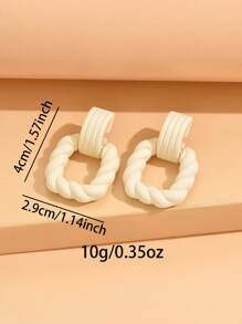 1 Pair Minimalist Square Ring Earrings, Spray Painted Acrylic Jewelry