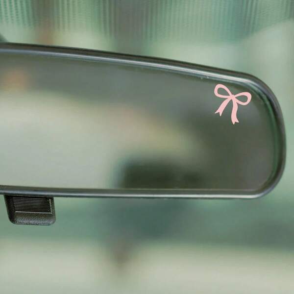 2pcs Cute Bow Ladies Car Decal - Fantasy Theme Vinyl Sticker, Glossy Finish, Cartoon Pattern Self Adhesive Glass Surface, Irregular Shape, Single Use