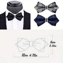 1pc Polyester Men's Bow Tie For Weddings, Festivals, Business Occasions - Blue - View 2