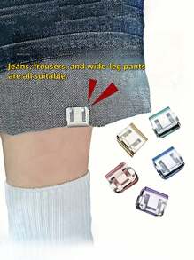 Agrafe de fixation invisible pour raccourcir les jambes de pantalon, dispositif de fermeture des jambes sans couture pour empêcher le traînage, pinces pour ourlet de jambe de pantalon - Fixateurs invisibles pour jambes de pantalon, Pinces pour ourlet de jambe de pantalon, Pas besoin de coudre les pinces d'ourlet pour empêcher le traînage, Boucle d'ourlet anti-traînage de jambe de pantalon