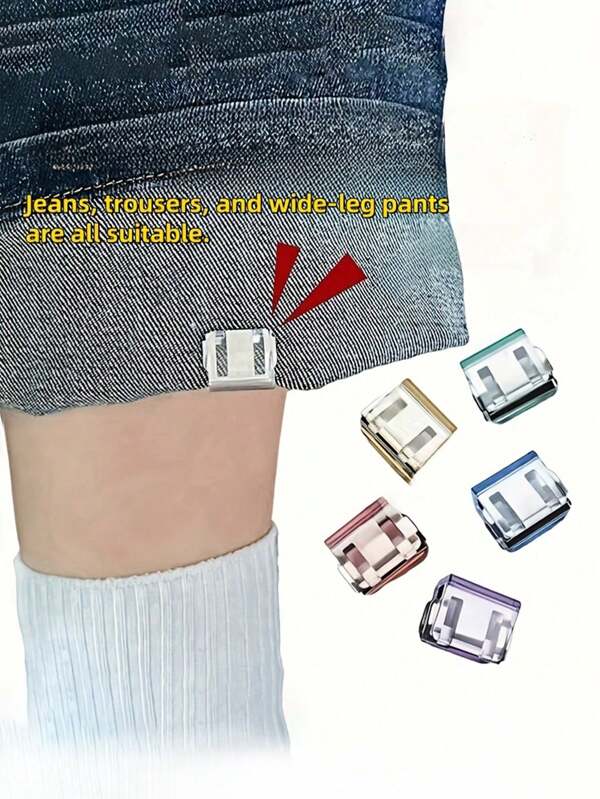 Agrafe de fixation invisible pour raccourcir les jambes de pantalon, dispositif de fermeture des jambes sans couture pour empêcher le traînage, pinces pour ourlet de jambe de pantalon - Fixateurs invisibles pour jambes de pantalon, Pinces pour ourlet de jambe de pantalon, Pas besoin de coudre les pinces d'ourlet pour empêcher le traînage, Boucle d'ourlet anti-traînage de jambe de pantalon