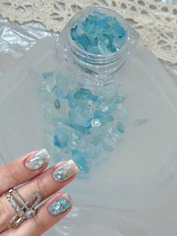 1/2 Stücke asymmetrische blaue zerbrochene Glasstücke für DIY Nagelkunst, Basteln & Dekoration