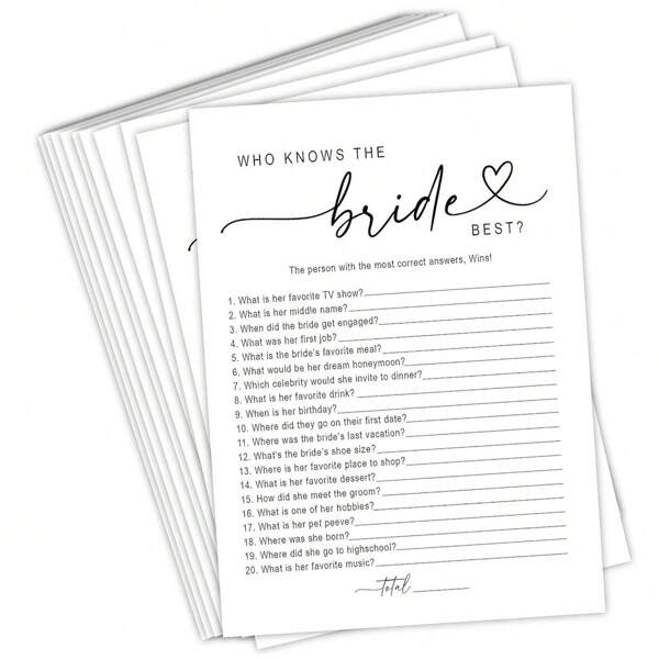 20Pcs Bridal Shower Games Who Knows The Bride Best What Did The Groom Say He Said She Said Advice And Wishes For Mr And Mrs Cards, Date Night Wedding Games For Guests Wedding Shower Decor Fun Activities For Weddings, Bridal Showers And Bachelorette Parties