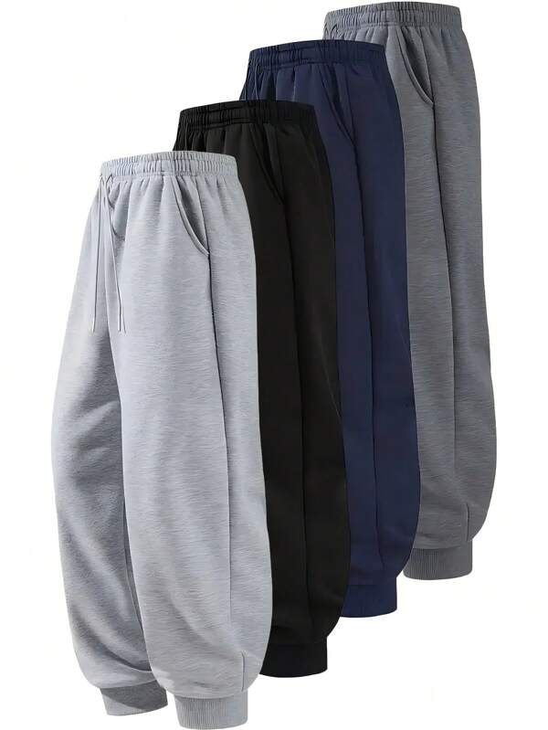 Pantalones deportivos sólidos de hombre, pantalones casuales amplios de estilo estadounidense