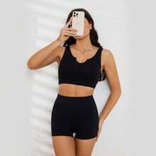 Sports Bras For Women, Seamless Comfortable Yoga Bra With Removable Pads - 09-1 包黑色 - 查看 4