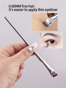 2pcs Micro Slim Eyeliner Brush, Portable Ultra Soft Makeup Brushes, Multi-Functional, Eyebrow Brush, Eyeshadow Brush, Brush - Silver - View 5