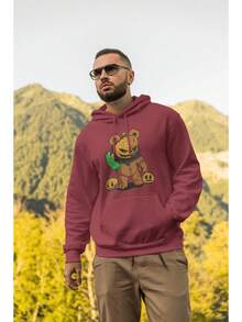 Men's Adult Colorful  Hoodie With Pocket Casual Winter Sweatshirt - 紫紅色 - 查看 2