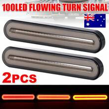 2PCS Flowing Turn Signal Trailer Truck Waterproof Tail Lights 100LED Brake Stop