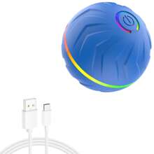 Pelota rodante inteligente por gravedad, juguete eléctrico inteligente para mascotas, carga USB, múltiples colores disponibles, gran juguete interactivo para perros, diseño a rayas colorido, resistente y duradero, se puede cargar por USB, hecho de goma termoplástica resistente, puede entretener a las mascotas durante horas, juguete de pelota para perros, diseño de juguete para mascotas, juguete de mascotas con carga.