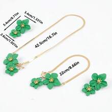 1 Set Gold Flower Earrings & Necklace Set, Women Floral Pendant Necklace, White Flower Statement Earrings, Fashionable Earrings Necklace Anklet Jewelry, Everyday Wear