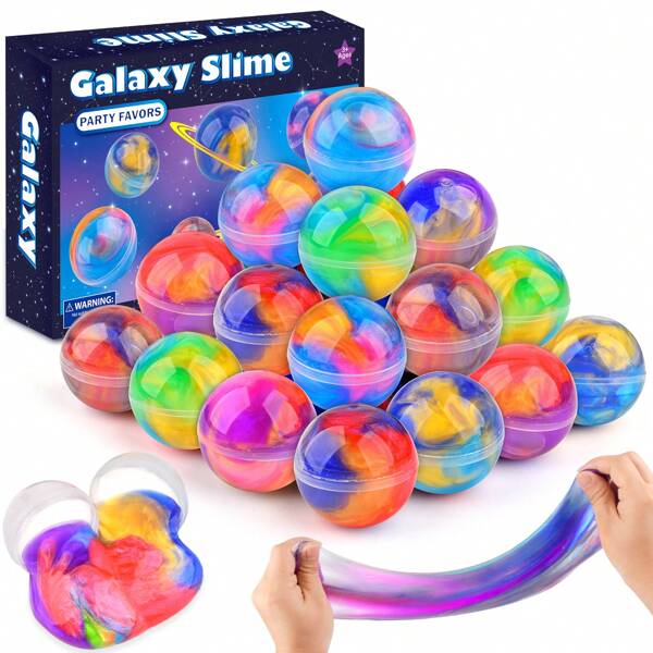 Pacote com 24 bolas de slime Galaxy - Antiaderentes, sem bagunça, alívio do estresse e diversão, kit de brinquedos para crianças, recompensa de presente para sala de aula, artigos para festas, ASMR, brinquedos Fidget