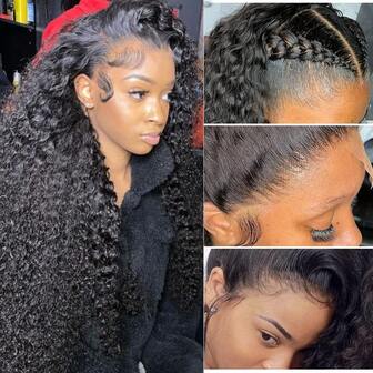 Peruci frontale din dantelă de 30 de inci, cu onduleuri adânci, amestec de păr uman, 13x6 HD, peruci frontale din dantelă, pre-smulse, perucă de păr uman, buclat intens, 60% păr uman, 13x4, densitate 200%, peruci fără lipici pentru femei