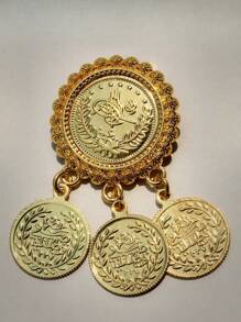 2pcS Bohemian Style Coin Brooch, Cheongsam Pendant With Small Ornaments, Female Lapel Button Ancient Style.