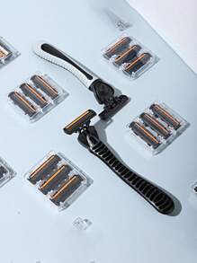 1 Razor + 20pcs Extra Refill Cartridges Blades Men Razor Gray Color Manual Shaver For Men Barber Shaving