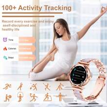 Ceas inteligent pentru femei, funcție de apel wireless, pedometru, calorii, tracker de fitness, ceas inteligent, fotografie de la distanță, control muzical, memento menstrual feminin, potrivit pentru telefoane iOS și Android, cu curea din silicon 1PC