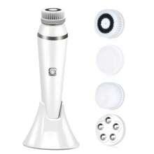 Cepillo de limpieza facial recargable, exfoliante y masajeador eléctrico facial para una limpieza en profundidad con 3 velocidades ajustables y resistente al agua. Incluye 4 cabezales de cepillo Whitez001