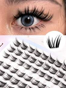 60pcs (9-14mm) C Curly Fox Eye Effect Winged False Eyelashes Reusable DIY Thick Fluffy Lash Extension Segmented Eyes Makeup Tool