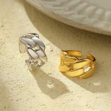 Anillo abierto de diseño de cadena gruesa y pesada de plata S925, personalizado, moda coreana