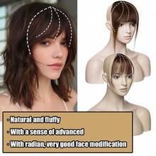 3G Natural Cute 100% Real Human Hair Thin Air Fringr Bangs Clip In REMY Fringe Front Piece Extensions With Temple - #06 Light Brown - View 5
