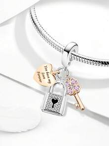 1PC 925 Sterling Silvere Crucifix Heart Beads Fit For Women Bracelets Bangles DIY Jewelry Making And Daily Outfit Matching Jewelry Decoration For Girls - Silver - View 4