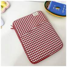 YOONI 13-14英寸笔记本电脑保护套，9.7-11英寸平板电脑包，韩式格纹，减震衬垫，轻便大容量，适合办公、上学、通勤，返校礼物，女士适用 - 綠色 - 查看 19