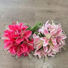 3PCS/6PCS Artificial Plants Artificial Flowers Lily Home Decoration Tabletop Decoration Flower Arrangement Artificial Flowers Artificial Decorations Plastic Flowers Yard Decoration Wedding Decoration Flowers Hand Bouquet Fake Flowers