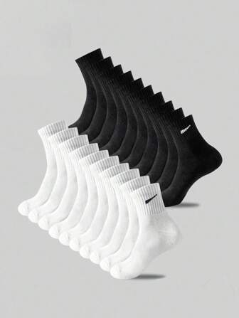 10 Pairs Of Children's Casual Socks, Medium Long Socks, White Socks, Winter Socks, Black Socks, Deodorizing, Sports, Breathable, Sweat Absorbing, Suitable For Ages 3-16