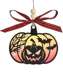 1 peça/3 peças 3,5*3 polegadas acrílico + madeira dupla camada enfeite de Halloween, design criativo em forma de abóbora de gatos, presentes de Halloween, decoração de casa com atmosfera de Halloween, decorações góticas de Natal estranhas, presentes de bruxa