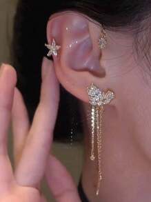 1pc Rhinestone Butterfly Decor Ear Wrap