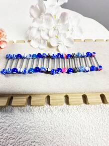 15 buc/set inele de limbă cu design floral colorat, bijuterii de corp unisex, potrivite pentru purtare zilnică și sărbători, cadou de Crăciun