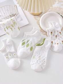 5 Pairs Fresh Crystal Glass Silk Short Ankle Socks - Multicolor - View 6