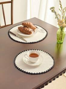 1/4/6/12 buc. Covorașe rotunde brodate albe, stil minimalist japonez, lavabile și reutilizabile, potrivite pentru sărbători, reuniuni, petreceri de ziua de naștere, nunți, decorarea mesei de cină, decorarea casei