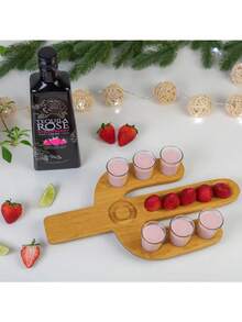 Cactus Tequila Tray,Bamboo Shot Glass Holder Serving Tray,Cactus Mexican Tequila Board,Funny Flight Tray For Bar Restaurant Party Family Gathering Tequila Gifts - Multicolor - View 2