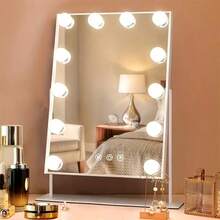 Vanity Mirror With Lights, Lighted Makeup Mirror,12 Dimmable LED Lights Luxury Makeup Mirror Smart Touch Control, 3 Color Lighting Modes, Detachable 5X Magnification, 360°Rotation(White) - Đèn LED trắng 12 bóng có thể điều chỉnh độ sáng - Xem 8