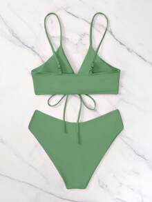 Women's High Cut String Triangle Bikini Set Swimsuits Sexy Bathing Suits 2 Piece - Đỏ - Xem 9