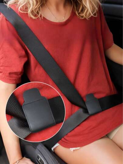 2pcs Car Seat Belt Adjuster - Prevents Neck Strain And Shoulder Chafing, Anti-Choking And Abdominal Pressure, Smooth Sliding, High-Strength Nylon PA6 Buckle, One-Click Operation, Universal Fit For Most Vehicles, Durable And Comfortable Driving Accessory