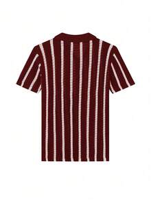 Men's Colorful Hollow-Out Knitted Cardigan, Fashionable For Summer - Burgundy - View 3