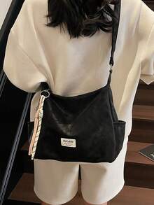 Merlard Retro 2025 哑光纹理大容量时尚百搭单肩包、高档沙滩包、手提包、托特包、购物袋、独特手感通勤包，配有拉链和双肩带 - 黑色 - 查看 2