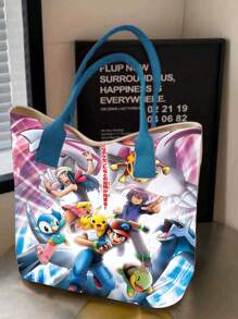 pokemon Bolsa de Lona de Grande Capacidade, Adequada para Bolsa de Ombro Casual de Menina, Bolsa de Transporte