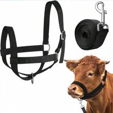 Cow Halter Cattle Halters Calf Halter With Leading Rope,Adjustable Nylon Livestock Cattle Halter,For Miniature Horse Donkey Goat Foal