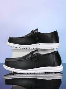 New Men's Fashion Casual Minimalist Versatile Soft Bottom Black Loafers, Slip-On, Non-Slip, Wear-Resistant Athletic Sneakers, Suitable For Men's Outdoor Activities And Daily Outfit