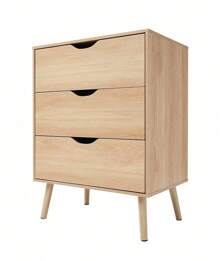 TIENDA EURASIA 北歐設計木質床頭櫃附腳 1 個抽屜（3 個抽屜）