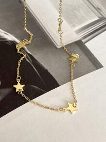 1 pieza de collar de estrella plateado de ley S925 lindo para uso diario de mujeres, regalo del Día de San Valentín, regalo del Día de la Madre