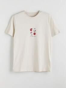2 pièces Ensemble de tenues d'intérieur légères pour hommes en été - T-shirt à col ras du cou avec imprimé pomme et lettre, et shorts. Tenue décontractée et confortable pouvant être portée à l'extérieur.