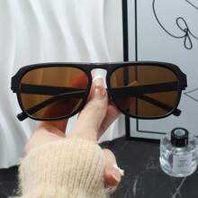 1pc Men Fashion Classic Aviator Single-Bridge Fashion Glasses, Business Pilot Frame Style, Suitable For Students, Office Workers, Oversized Frame Fit For Big Face, Workplace Accessory - Multicolor - View 7